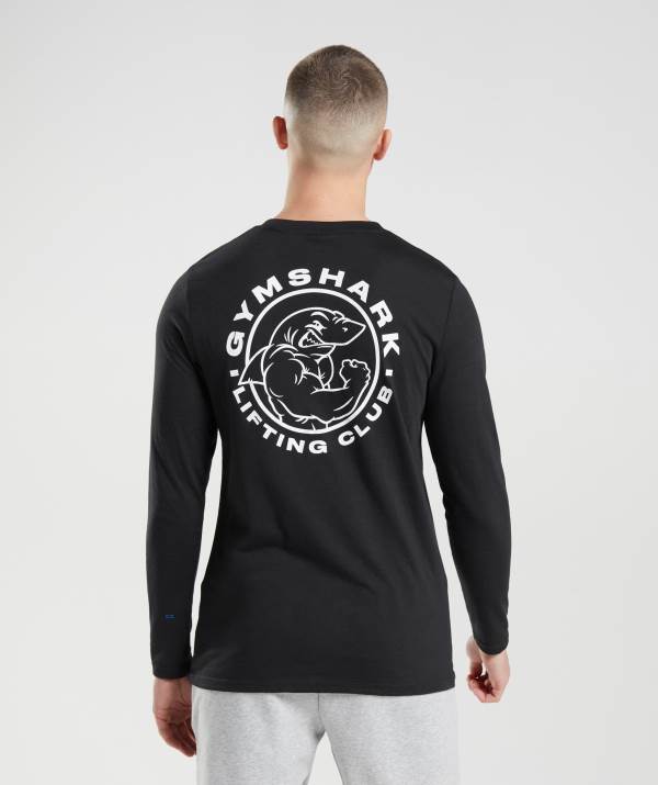 Panske Mikiny Gymshark Legacy Long Sleeve Čierne | PZ4825691
